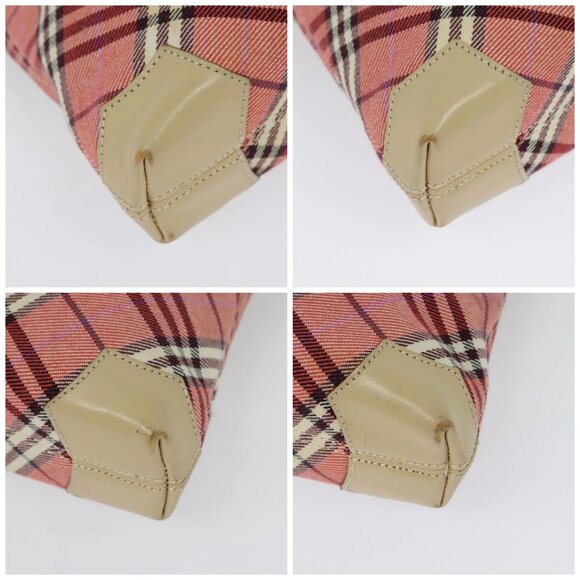 BURBERRY Nova Check Blue Label Shoulder Bag Canvas Leather Pink Auth 137567 - Picture 14 of 16